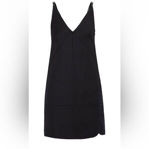 HELMUT LANG Black Mini Dress Studded Faux Leather Straps